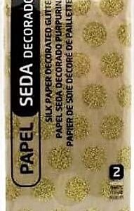 PAPEL DE SEDA DECORADO CON BRILLANTINA. DE LA MARCA POESSA. BOLSA DE 2 HOJAS. TAMAÑO 50X50CM.