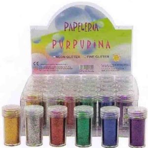 PURPURINA FINA EN TUBO. CON 6 COLORES METALIZADOS SURTIDOS. PRECIO POR UNIDAD.