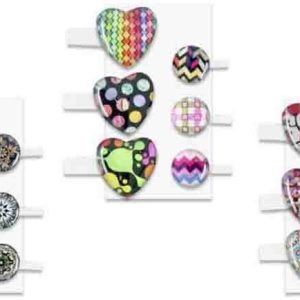 PINZAS DE BOTON O CORAZON EN PACK DE 6 UNIDADES SURTIDAS PARA DECORACION. PRECIO POR PACK.