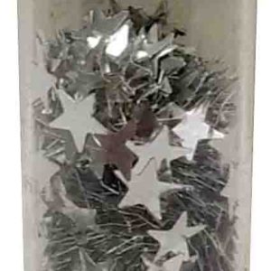 PURPURINA CON FORMA DE ESTRELLA COLOR PLATA EN TUBO.