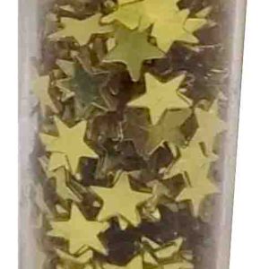 PURPURINA CON FORMA DE ESTRELLA COLOR ORO EN TUBO.