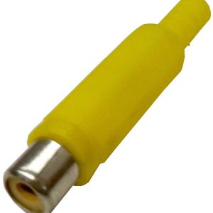 CONECTOR AEREO PARA AUDIO O VIDEO RCA HEMBRA COLOR AMARILLO.