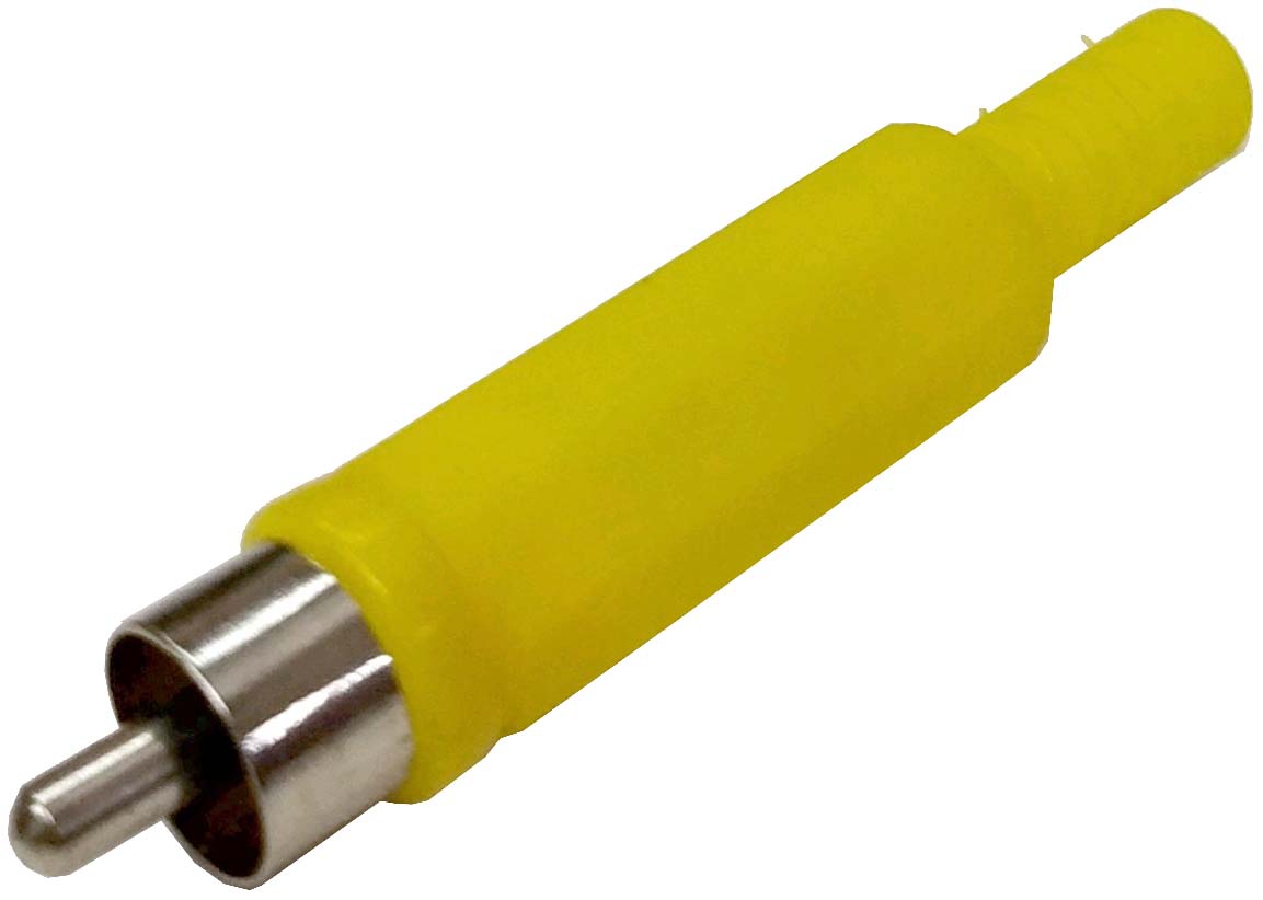 CONECTOR AEREO PARA AUDIO O VIDEO RCA MACHO COLOR AMARILLO.