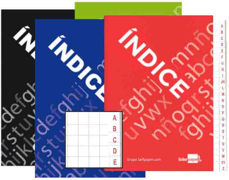 LIBRETA DE INDICE TAMAÑO A5 4º DE 24 HOJAS CUADRICULADAS GRAPADAS CON ABECEDARIO LIDERPAPEL. PRECIO POR UNIDAD.