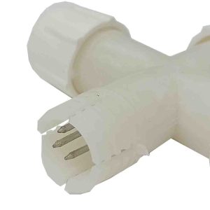 CONECTOR EN CRUZ + DE 3 PIN PARA TUBOS DE LED Y TUBOS DE LUZ LED NAVIDEÑOS.