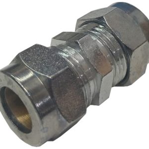 UNION HERMETO CROMADA DE 12X12MM PARA INSTALACIONES CON TUBO DE COBRE PARA BUTANO