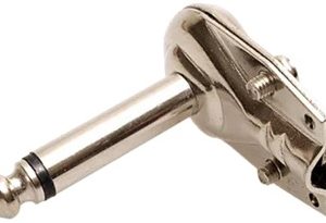 CONECTOR CLAVIJA DE AUDIO MACHO JACK DE 6.3 MONO METALICA LATERAL CAPUCHON ACODADO METALICO