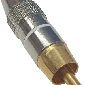 CONECTOR CLAVIJA DE AUDIO MACHO RCA COLOR ORO, PLATA Y BLANCA CARCASA METALICA