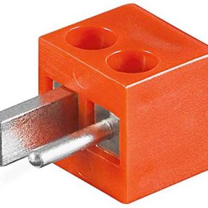 CONECTOR CLAVIJA ROJA DE ALTAVOZ MINI CON NORMA DIN EMBUDO PLASTICO. CONEXION BORNE TORNILLO