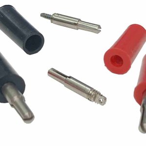 CONECTOR CLAVIJA DE AUDIO DE 1 PATILLA MACHO DE 4MM. COLOR NEGRA O ROJA