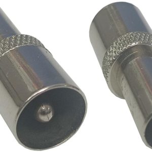 ADAPTADOR CLAVIJA DE TV HEMBRA DE 9.5MM A HEMBRA DE 13MM.  Y MACHO DE 9.5MM A MACHO DE 13MM. METALICO