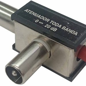 ATENUADOR DE SEÑAL DE ANTENA VARIABLE EN 20dB CON CONECTOR MACHO TV A HEMBRA TV