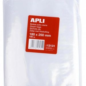 BOLSA DE PLASTICO DE 18X25CM. TRANSPARENTES CON CIERRE HERMETICO ZIPPER DE 100 UNIDADES