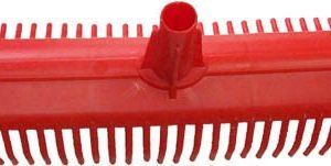 RASTRILLO DE PLASTICO DE 32 PUAS DOBLES MIDE 50CM. COLOR ROJO