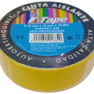 CINTA AISLANTE DE PVC DE 10MTSX19MM COLOR AMARILLO USO PROFESIONAL. MARCA FTAPE 2400007-AM
