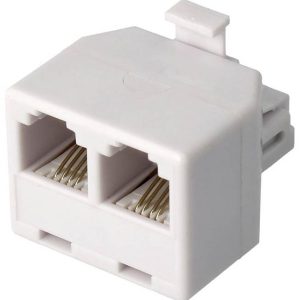 ADAPTADOR DE CLAVIJA TELEFONICA RJ11 MACHO A 2 HEMBRAS CIRCUITOS 6v/4Ctos