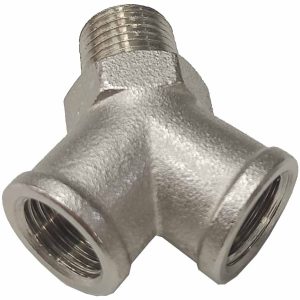 RACOR PARA AIRE EN Y 1 MACHO DE 1/4″ x 2 HEMBRAS DE 1/4″ ROSCADOS DE LATON NIQUELADO