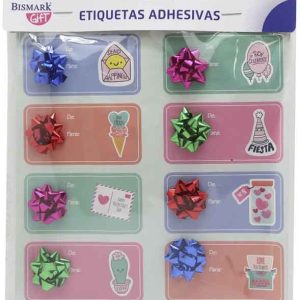 ETIQUETAS ADHESIVAS CON MOÑA DE 8 UNIDADES DE BISMARK 329881.