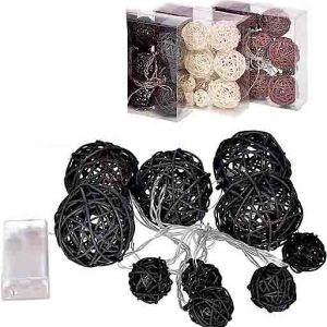 GUIRNALDA DECORATIVA NAVIDEÑA DE 10 LEDS Y COLORES SURTIDOS CON TAMAÑOS DE BOLAS DIFERENTES.