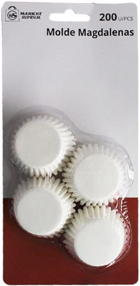 MOLDE DE  PAPEL BLANCO PARA BOMBONES Ø 5CM EN BLISTER DE 200 UNIDADES DE MARKET SUPREM A6078