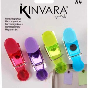 PINZAS MAGNETICAS DE COLORES EN SET DE 4 UNIDADES DE KINVARA CO23-00324
