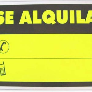 LETRERO CARTEL DE SE ALQUILA DE TAMAÑO A4 29.7X21CM DE PLASTICO DE MARKET SUPREM 05552