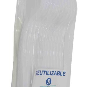 TENEDOR DE PLASTICO REUTILIZABLE EN PACK DE 12 UNIDADES DE 175MM. DE SILVEX 1508