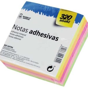 TACO DE NOTAS ADHESIVAS DE QUITA Y PON DE COLORES FLUORESCENTES MEDIDAS 76X76MM Y 320 UNIDADES DE MARKET SUPREM A9704