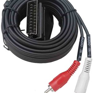 CABLE DE CONEXION TV 1 MACHO EUROCONECTOR A 2 RCA AUDIO DE 5 METROS DE EDC 2-0530.