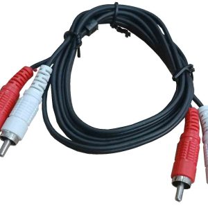 CABLE DE AUDIO CLAVIJAS DE RCA 2 MACHOS A RCA 2 MACHO DE 1.50 METROS DE EDC CLAVIJAS ROJAS Y BLANCAS.