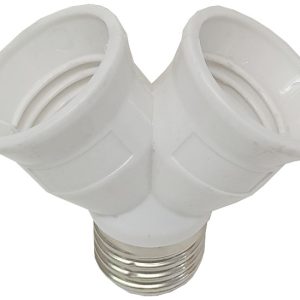 PORTALAMPARA EN FORMA DE Y PARA BOMBILLAS DE CASQUILLO E27 DE PLASICO CON 2 SALIDAS E27 250V 4A.