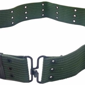 CINTURON DE NYLON VERDE EXTENSIBLE DE 110X5CM DE ALTA RESISTENCIA CON HEBILLA DE GANCHO.