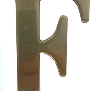 LETRA DORADA F DE 10CM METALICA INCLUYE TORNILLOS.