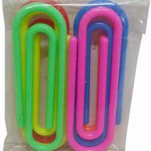 CLIPS DE PLASTICO DE COLORES GRANDES DE 6CM. EN PAQUETES DE 6 UNIDADES.