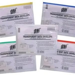 CARPETA PORTADOCUMENTOS TIPO SOBRE DE PLASTICO TRANSPARENTE, TAMAÑO A4 CON CREMALLERA Y TARJETERO FRONTAL DE YES. PRECIO POR UNIDAD.