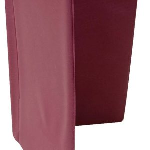 CARPETA TAMAÑO 1/8º DE CARTON FORRADO EN PLASTICO GRANATE CON RELIEVE CON PINZA SUJETA PAPELES Y PORTABOLIGRAFOS.