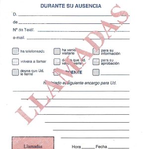 TALONARIO PARA NOTAS DE LLAMADAS AUSENTE DE 16X11CM.