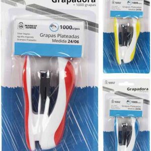 GRAPADORA CON 1000 GRAPAS 24/6 PLATEADAS DE MARKET SUPREM A5373. PRECIO POR UNIDAD.