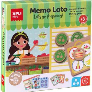 JUEGO DE MEMORIA MEMO LOTO MERCADO DE ALIMENTOS EN MADERA. 18903 APLI KIDS.q