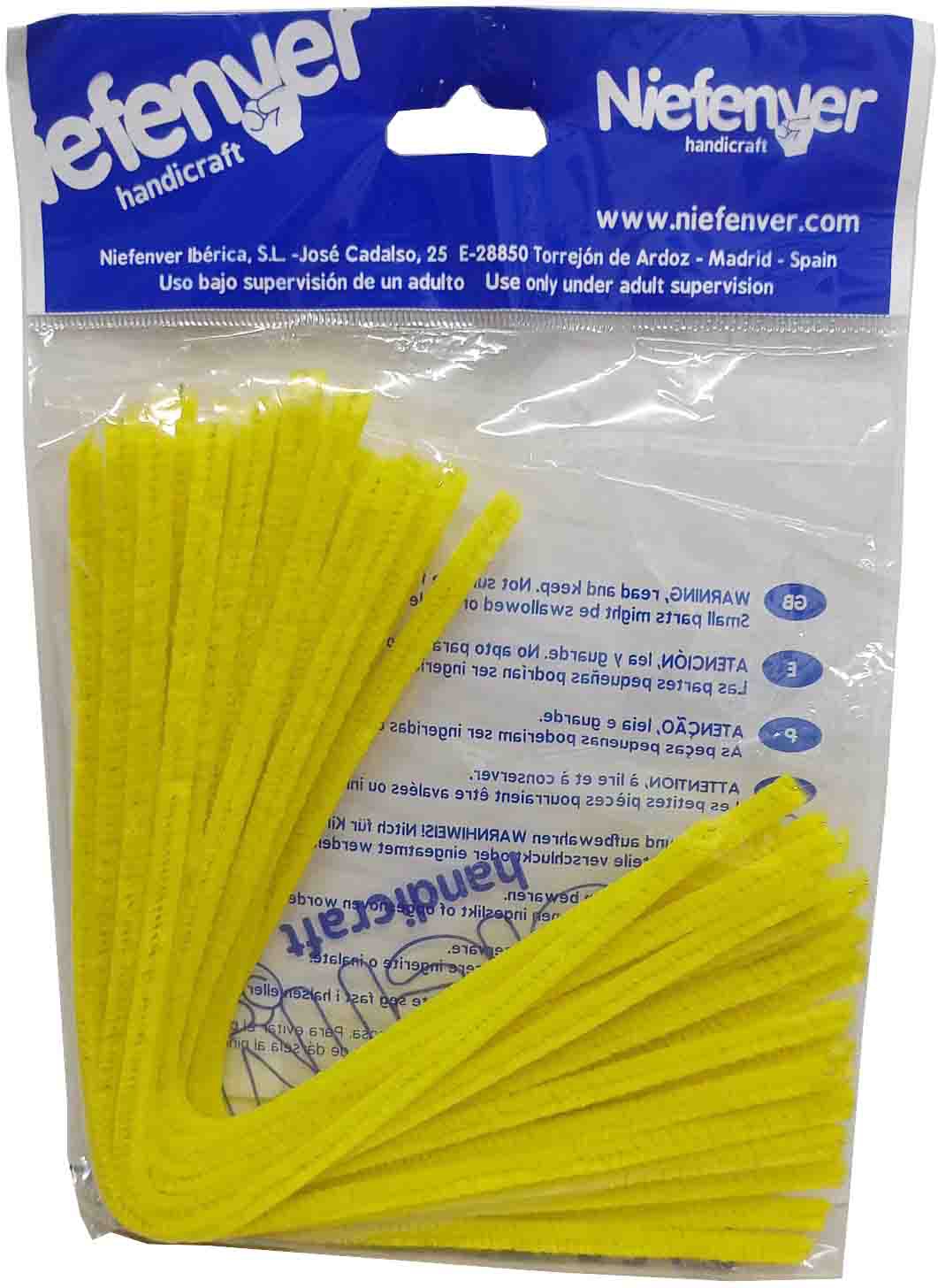 VARILLAS DE CHENILLA COLOR AMARILLO DE 300MM. EN BOLSA DE 25 UNIDADES DE NIEFENVER 1200111AM. - Imagen 2