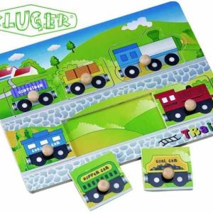 PUZZLE DE MADERA CON POMO DE VEHICULOS  DE 7 PIEZAS DE KLUGER D11017.