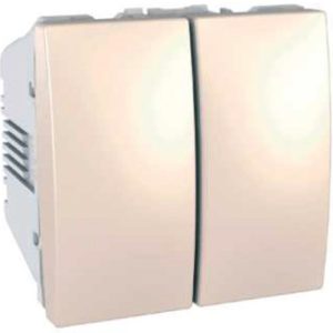 INTERRUPTOR DOBLE ELECTRICO DE 10A 250V DE COLOR MARFIL DE UNICA U3.211.25.