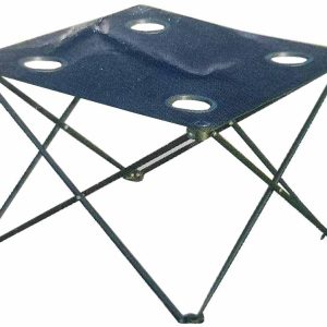 MESA DE CAMPING PLEGABLE DE 45X45X60CM. DE METAL Y TELA DE COLOR AZUL DE AQUA CONTROL C2218.