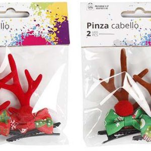 PINZAS DEL PELO SET DE 2 UNIDADES CON LAZOS Y CUERNOS DE ARCE DE MARKET SUPREM A1271.