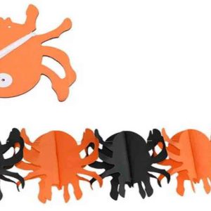 GUIRNALDA DE PAPEL DE ARAÑA NEGRA Y NARANJA TIPICA DE HALLOWEEN.