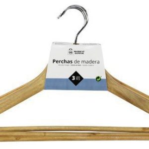 PERCHA DE MADERA PARA ARMARIO DE 45X23CM. EN SET DE 3 UNIDADES DE MARKET SUPREM A7852.