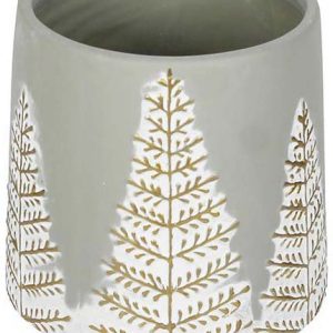 MACETA DE CERAMICA TERRACOTA GRIS DE 17X17X18.5CM. PARA DECORACION NAVIDEÑA. DE MARKET SUPREM A1308.