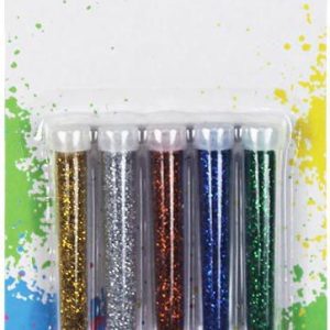 PURPURINA FINA EN POLVO EN SET DE 5 UNIDADES CON COLORES SURTIDOS DE MARKET SUPREM 71374.