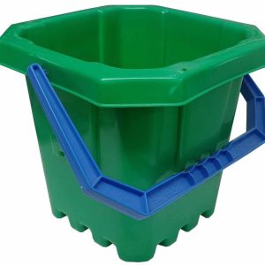 CUBO DE PLAYA DE PLASTICO CON FORMA DE CASTILLO CON ASA MEDIDAS 20X21.5CM. DE AVC.