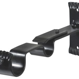 SOPORTE DE FORJA DOBLE DE 28MM. Y 20MM. PARA CORTINAS. COLOR VERDE OSCURO Y SUJECCION A LA PARED CON TORNILLOS.